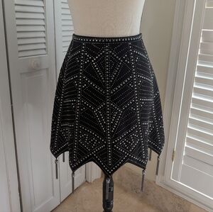 Jeweled Tassel Skirt, Black, Size Large